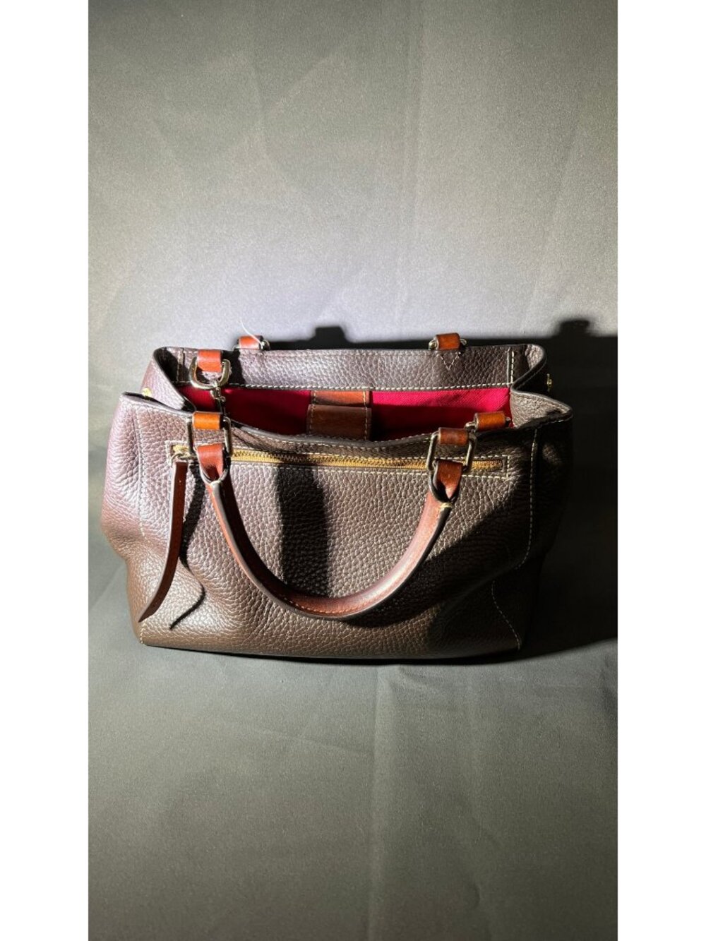 DAMAGED! Dooney & Bourke Brown Pebble Grain Leather Small Satchel Bag - Picture 4 of 14